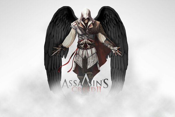 Assassin sévère avec des ailes noires