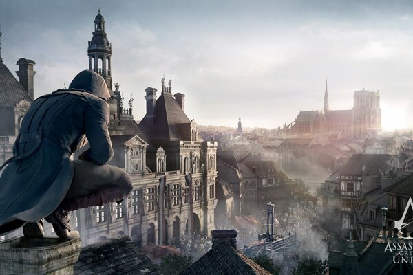 Assassins creed sur le toit avant le saut de la foi