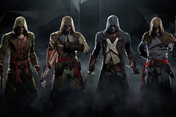 Quattro guerrieri armati di armi dal gioco per PC assassin s creed