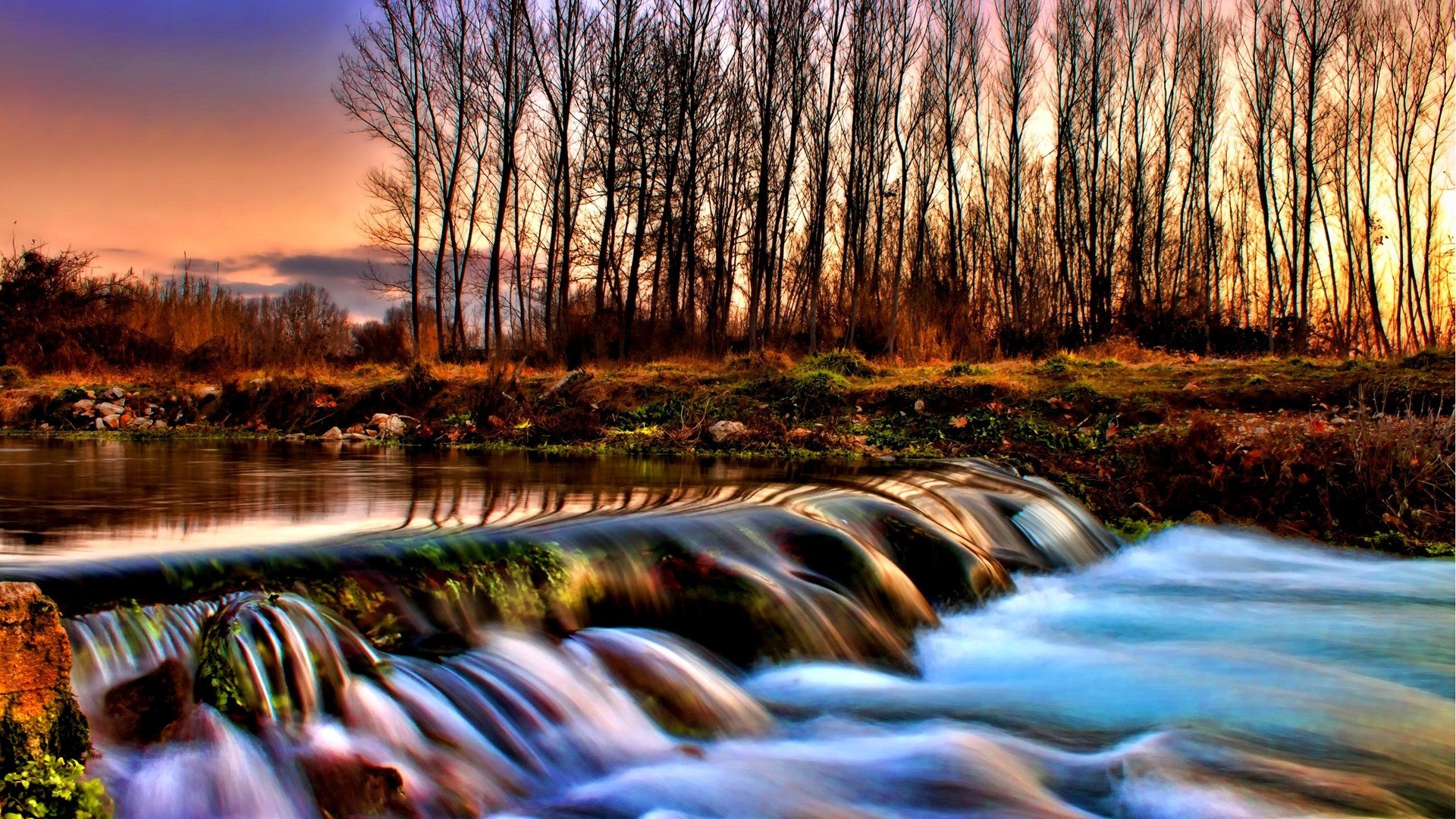 cascades eau coucher de soleil nature aube rivière paysage automne bois réflexion lac arbre à l extérieur soir voyage parc crépuscule ciel hiver lumière