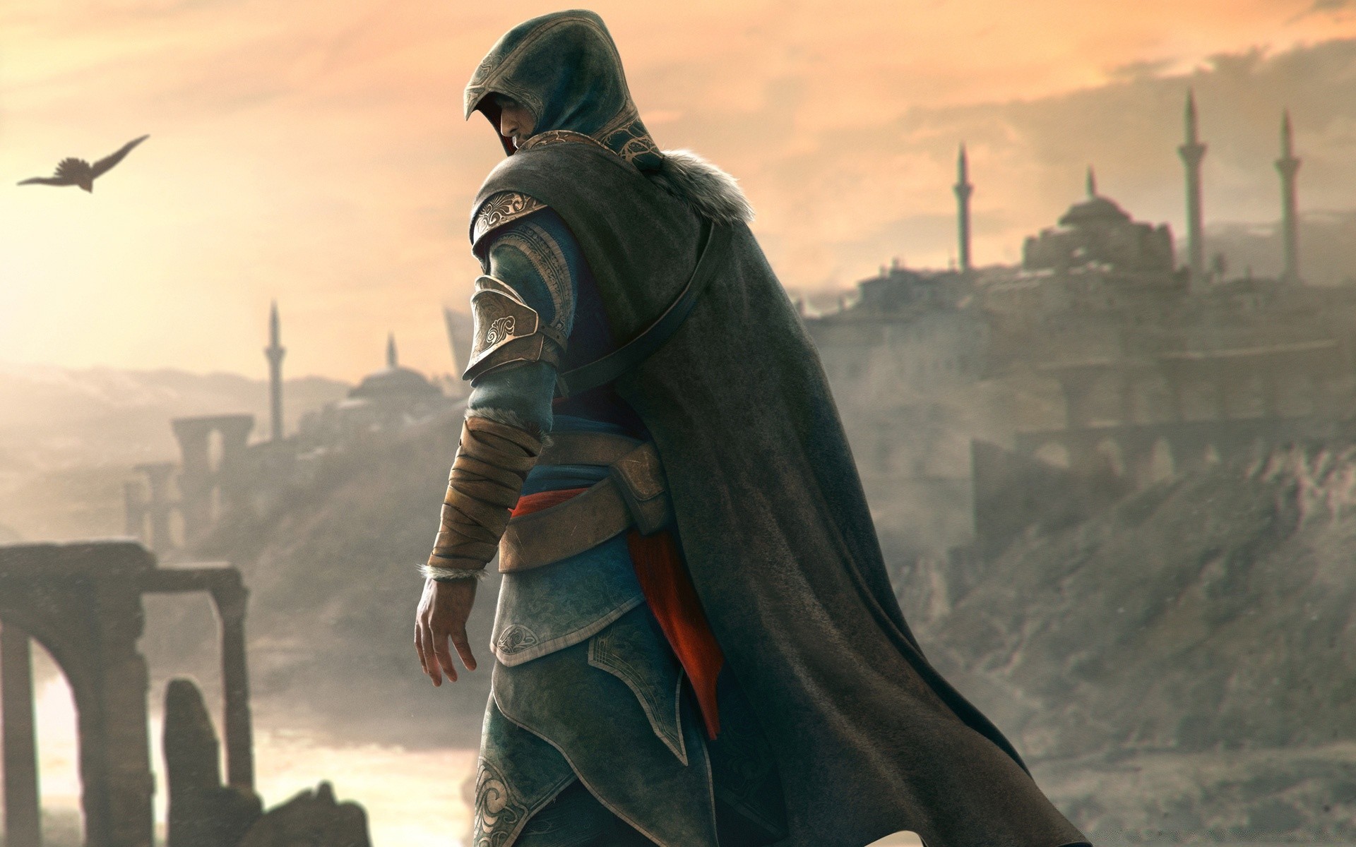 assassin s creed açık havada bir yetişkin seyahat heykel gökyüzü günbatımı gün ışığı heykel