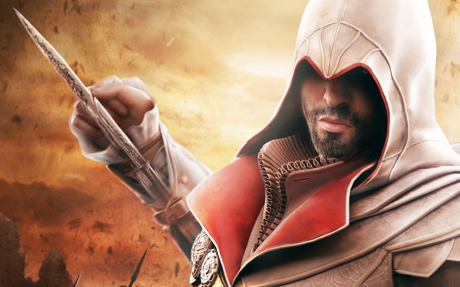 assassin s creed adulto solteiro homem véu usar armas espada retrato religião