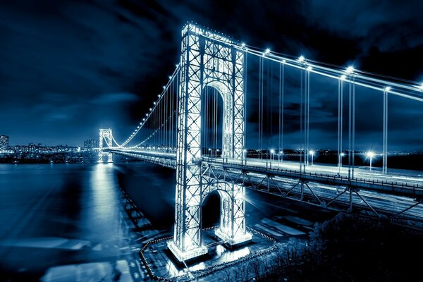 Bridge over the river in the night