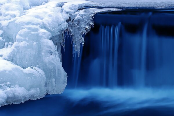 Waterfall in the cold season