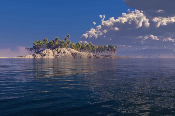 جزيرة وحيدة في أعماق البحر