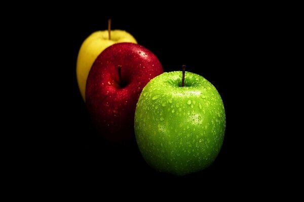 Ensemble de pommes de différentes couleurs