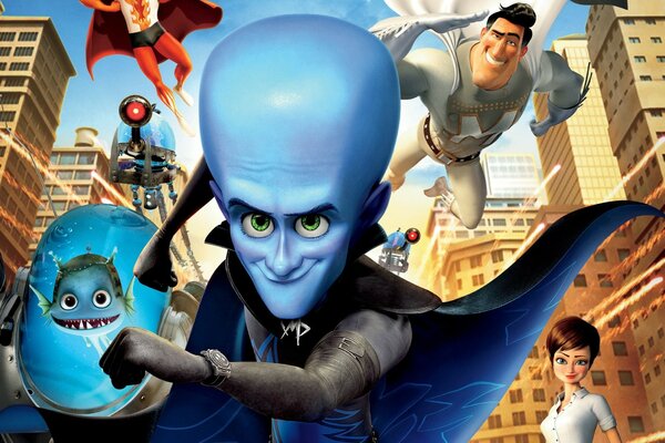 Cartoon Megamind and all the characters