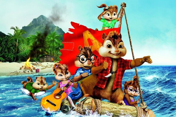 Alvin and the chipmunks on a raft