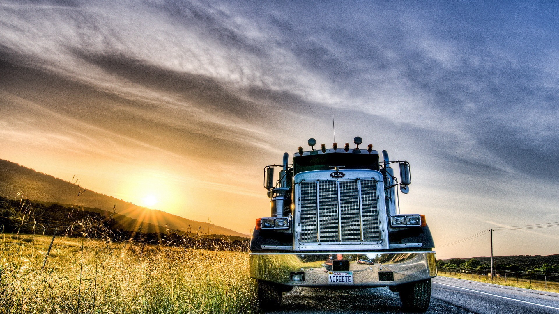 lkw himmel landschaft auto transportsystem im freien sonnenuntergang reisen