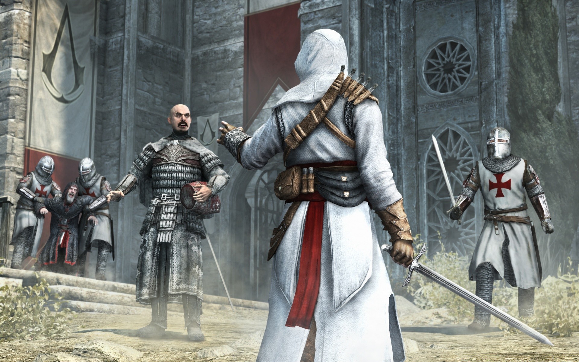 assassin s creed espada arma armadura cavaleiro gótico militar guerra soldado escudo guarda combate guerreiro capacete exército defesa vestir túnica cruzado cavalheirismo