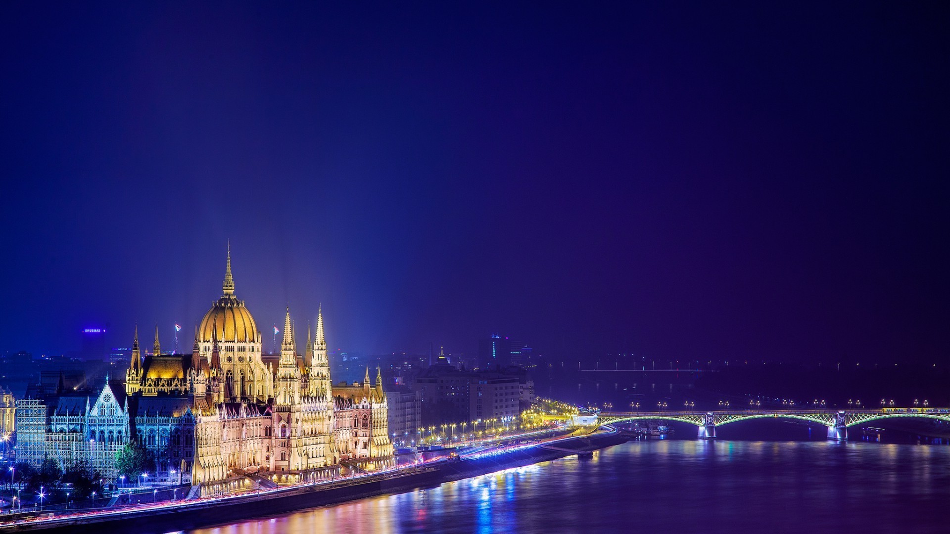 city architecture dusk evening travel river illuminated building bridge sky water cityscape reflection sunset light skyline tower urban moon