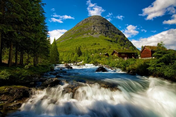 An unruly river with a stormy current