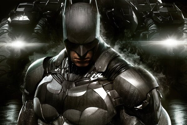 Beau batman en casque sur fond noir