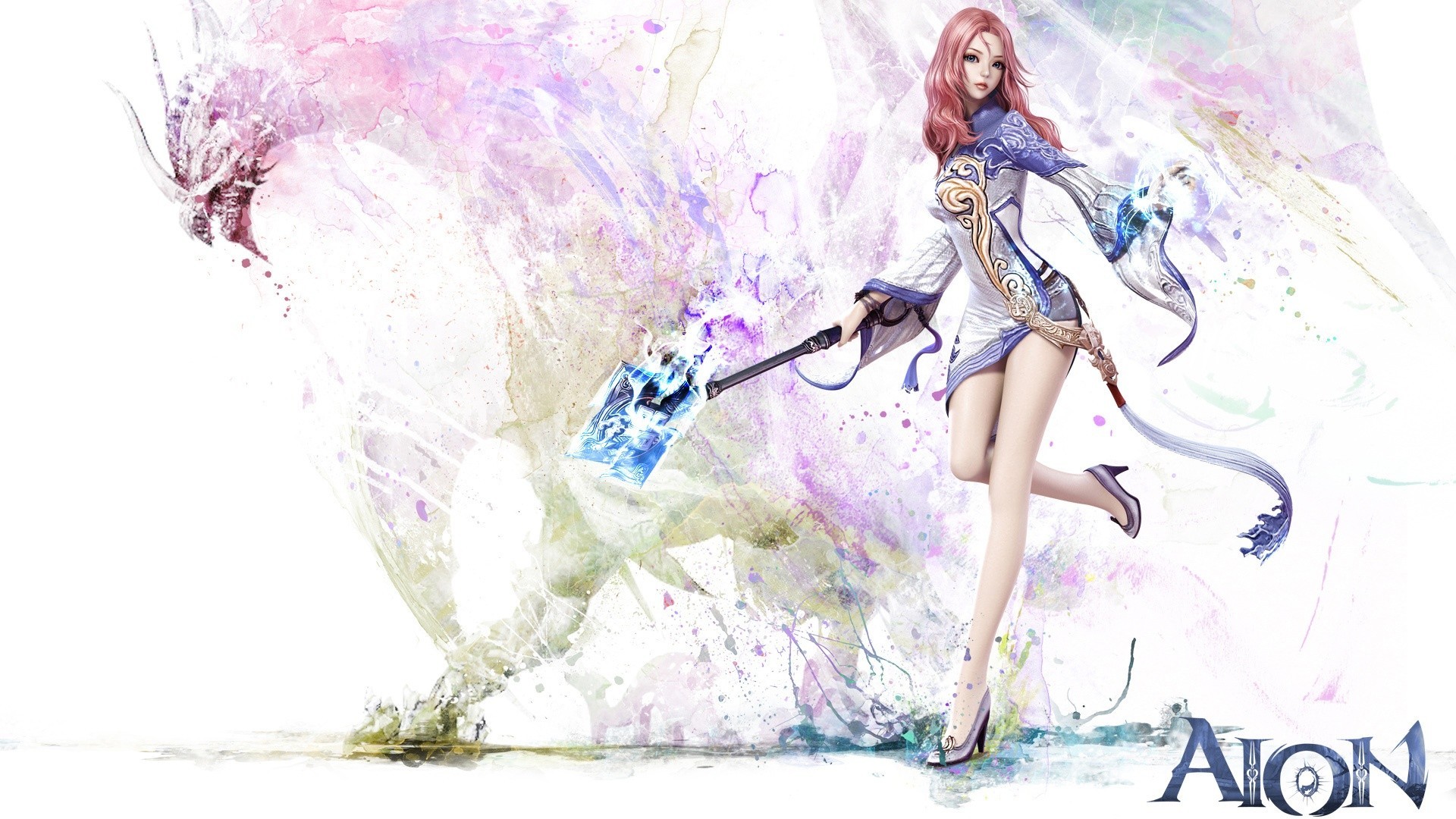 massive online games art illustration woman winter beautiful snow motion