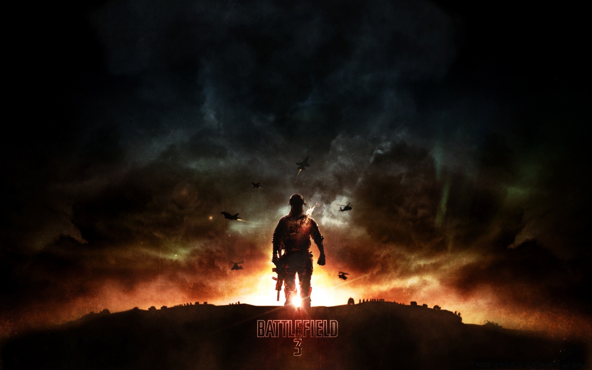 battlefield sunset dawn smoke dusk outdoors flame dark sky silhouette fog evening sun man