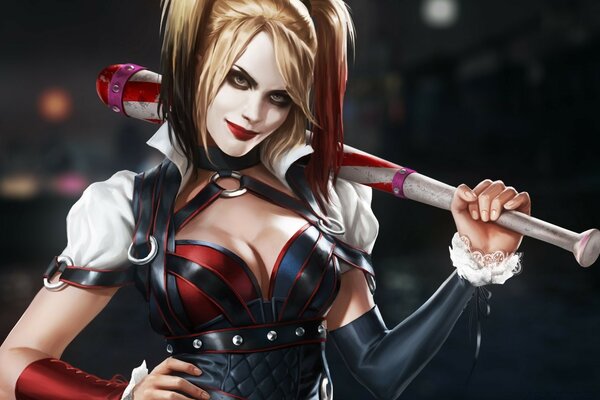 Harley Quinn com um bastão sexy