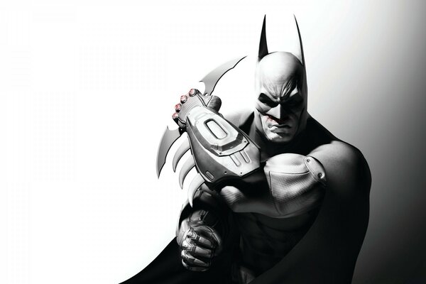 Retrato solitario de Batman a en gris