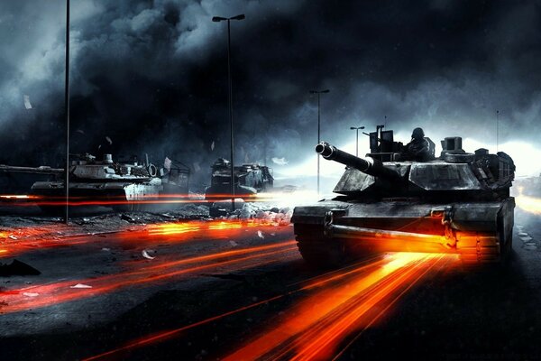 Los tanques del juego Battlefield van hacia