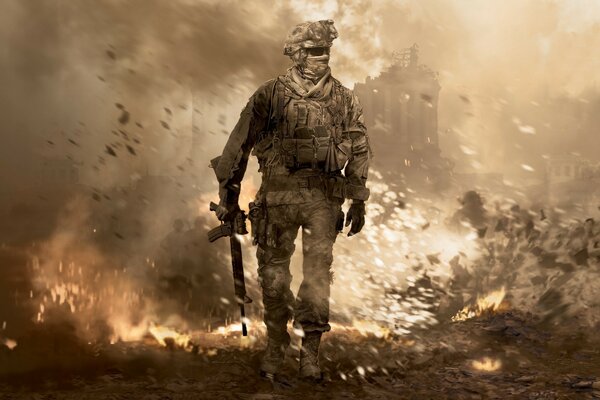 Call of duti-Military man in smoke