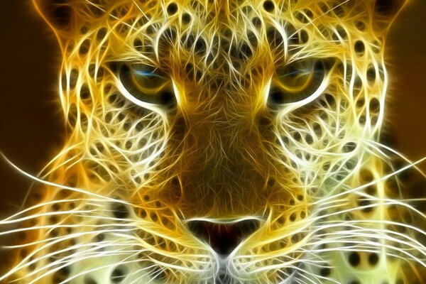 Imagem de um tigre em forma de luz de néon