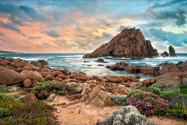 Beautiful landscape mountains in the sea