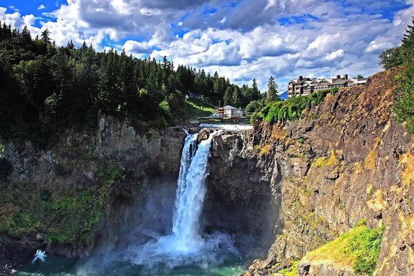 Nature. The power of water. Waterfall at an altitude of 200 meters