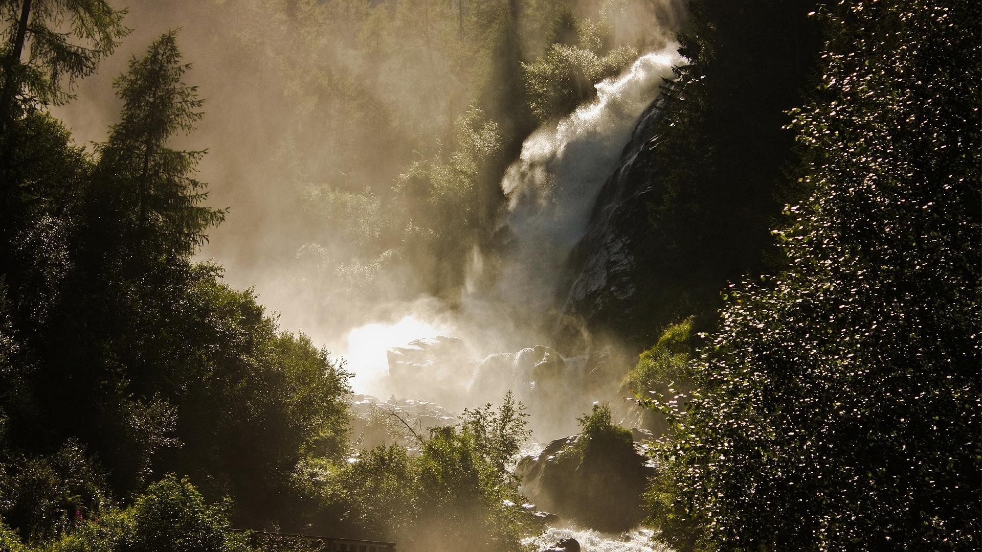 водопады пейзаж на открытом воздухе природа туман дерево туман древесины