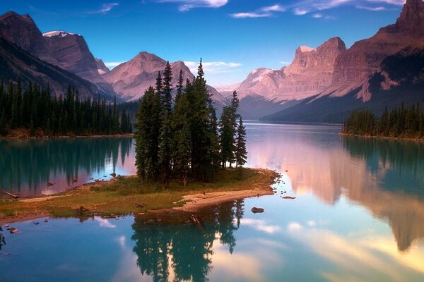 Wide river with mountain view