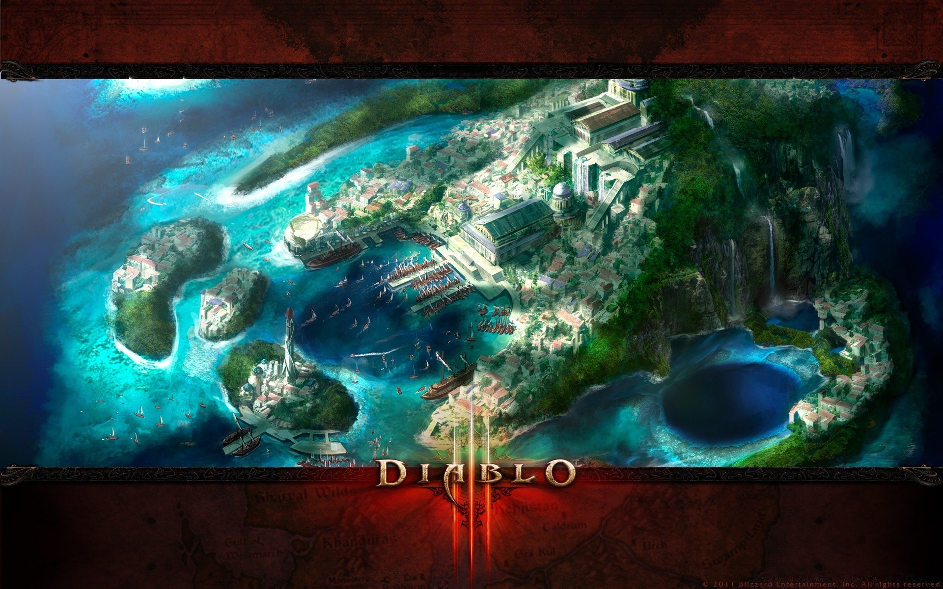 diablo água pintura viajar oceano planeta arte em forma de bola mar desktop