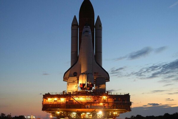 A spaceship on the background of the sky