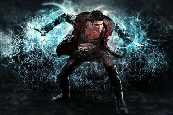 El personaje de devil may cry en plasma azul