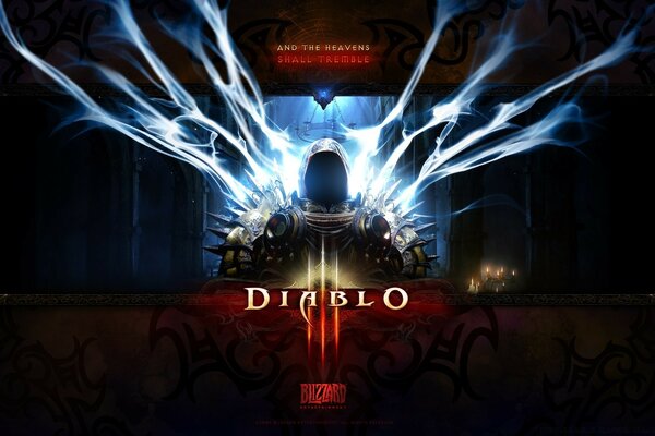 Diablo. Un personaje en un portal luminoso sobre un fondo oscuro