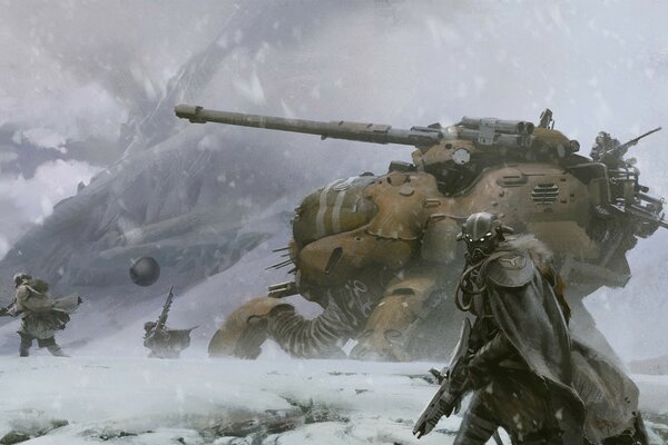 Krieg im Winter mit Waffen