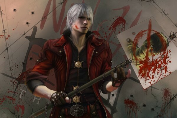 Ein devil may cry Charakter mit einem Muster