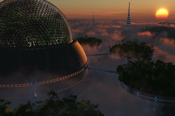 Fantastic landscape of the city of the future