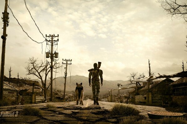 Jeu fallout image militaire avec un chien