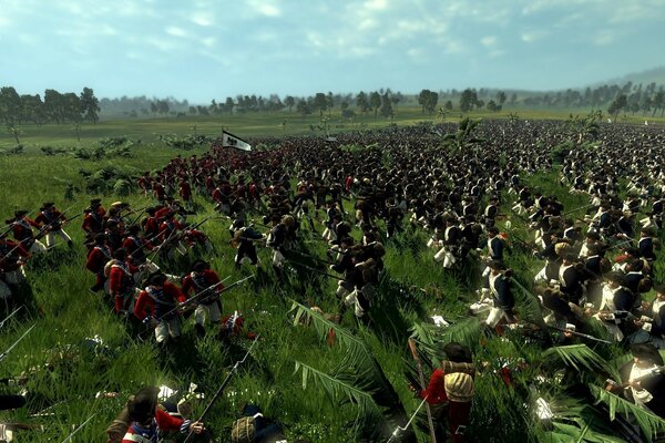 Empire total War, der Kampf zweier Armeen auf einer grünen Wiese