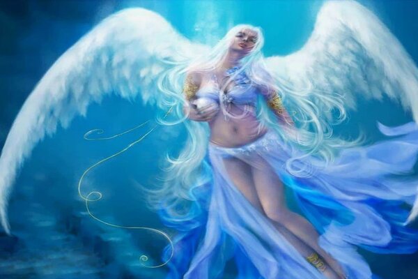 Fantasy girl with white wings