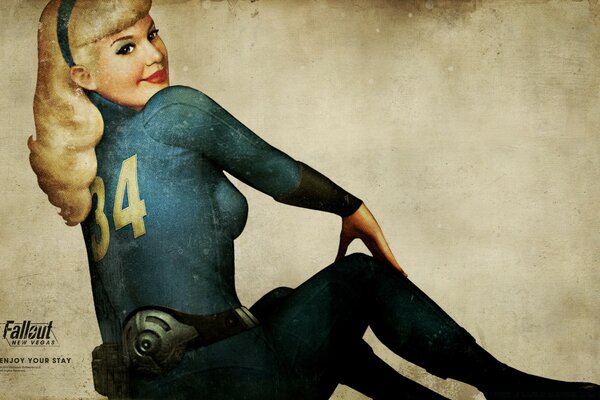 Personnage Fallout, une fille blonde dans le style pin-up