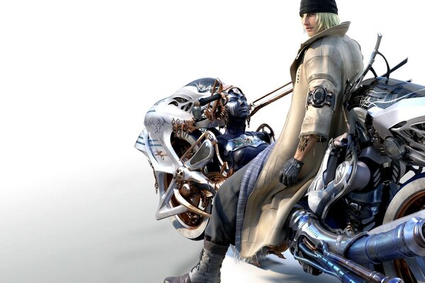 Final fantasy, un eroe su una moto corazzata pesante