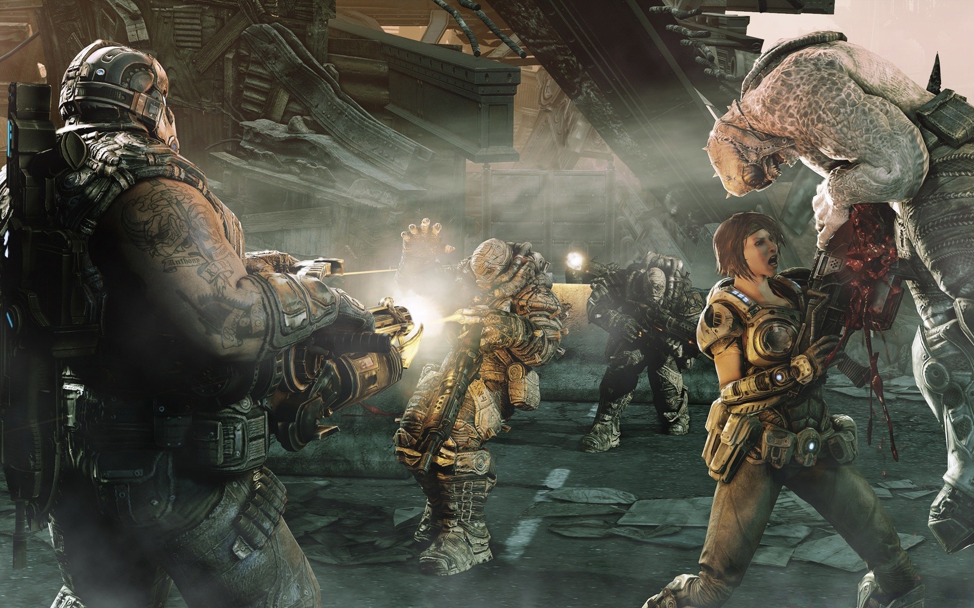 gears of war соғыс адам әскери сарбаз қару - жарақ армия өнер сауыт дулыға топ жауынгер ғылым жауынгер түтін шайқас жалын символ иллюстрация