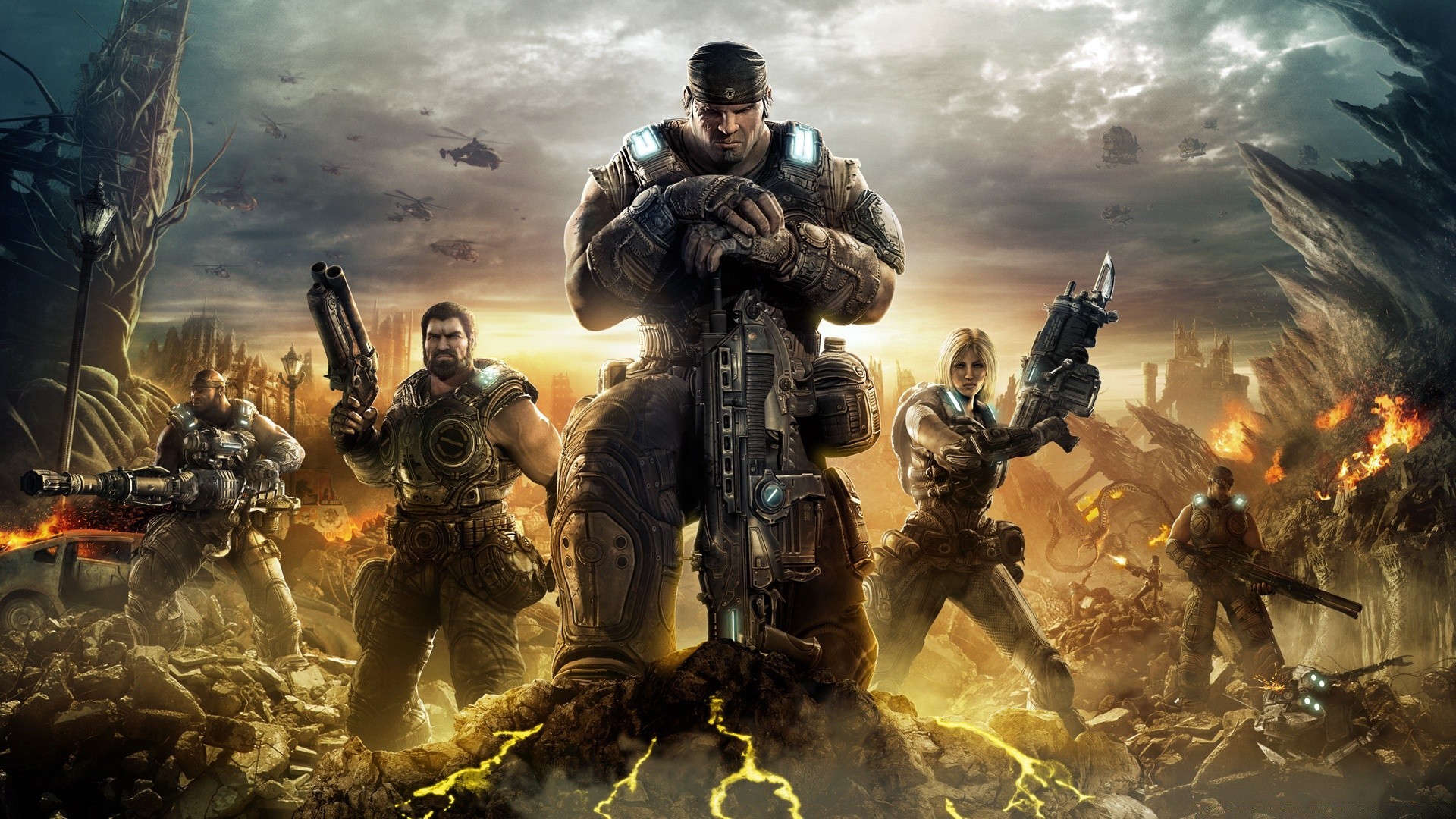 gears of war savaşlar askeri ordu silahlar asker savaş savaş grup adam silah duman üniforma felaket tüfek alev yetişkin kask