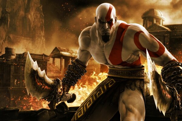 Flames and smoke in the game god of war