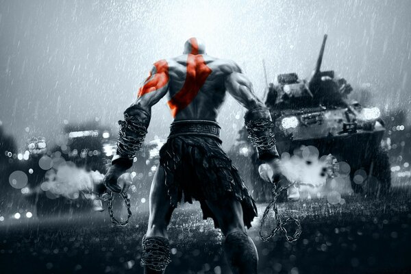 Kratos en el mundo moderno contra los tanques