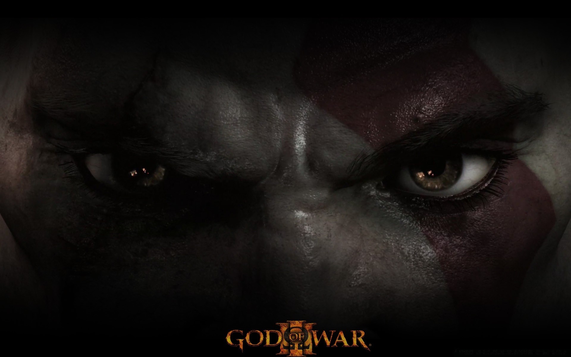 god of war dark horror vicious eye halloween staring portrait scared eerie skittish scary man face cat fear angry young