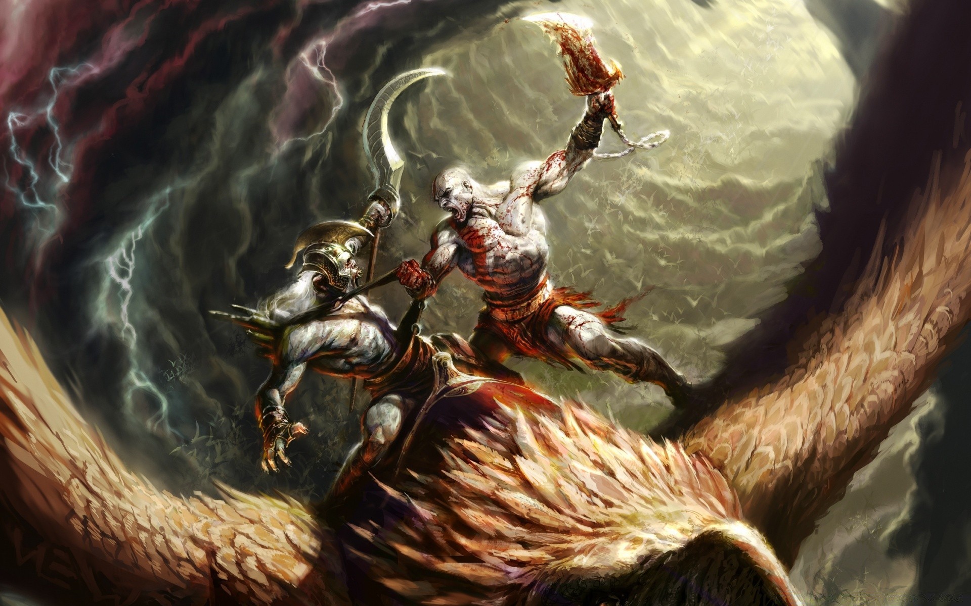 god of war one art science religion adult painting motion sculpture illustration