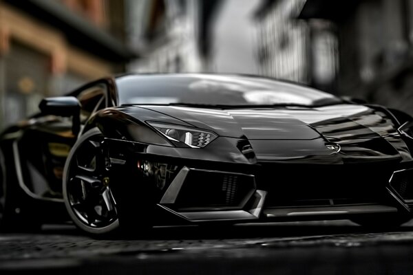 Urban black sports car