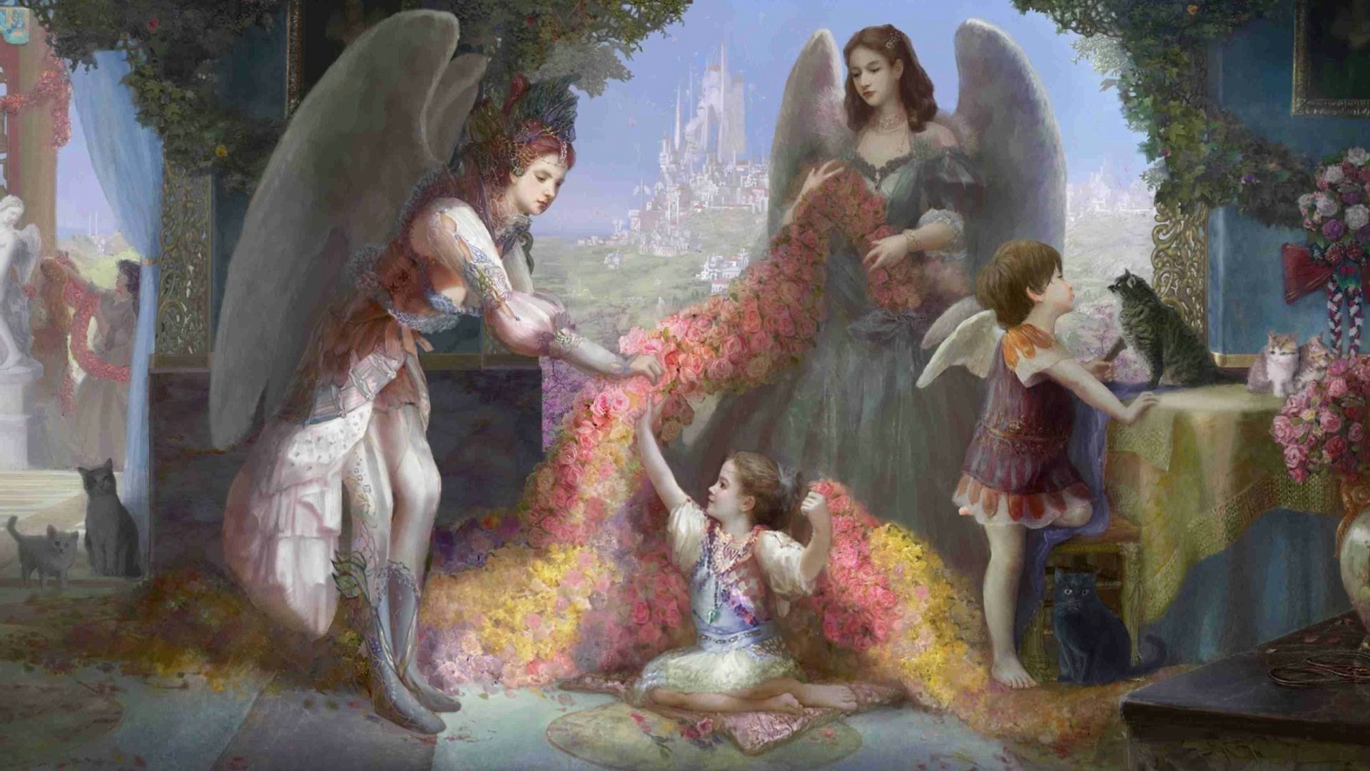 anges peinture art religion femme adulte groupe illustration enfant renaissance