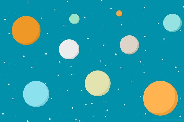 Bright balls on a polka dot background