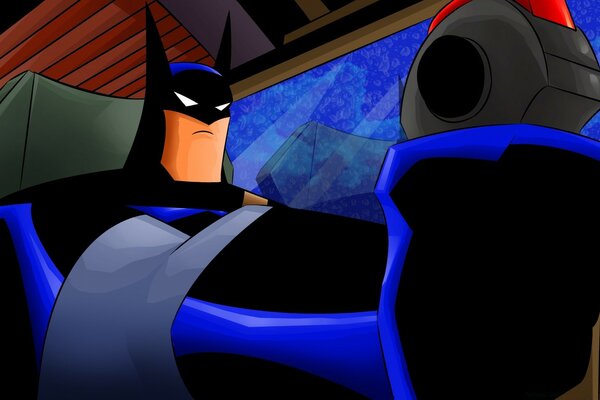 Illustration cartoon batman driving